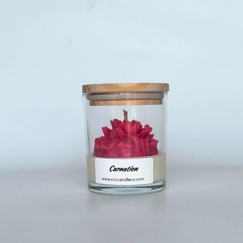 Carnation embedded candle scented handmade ccccandleco