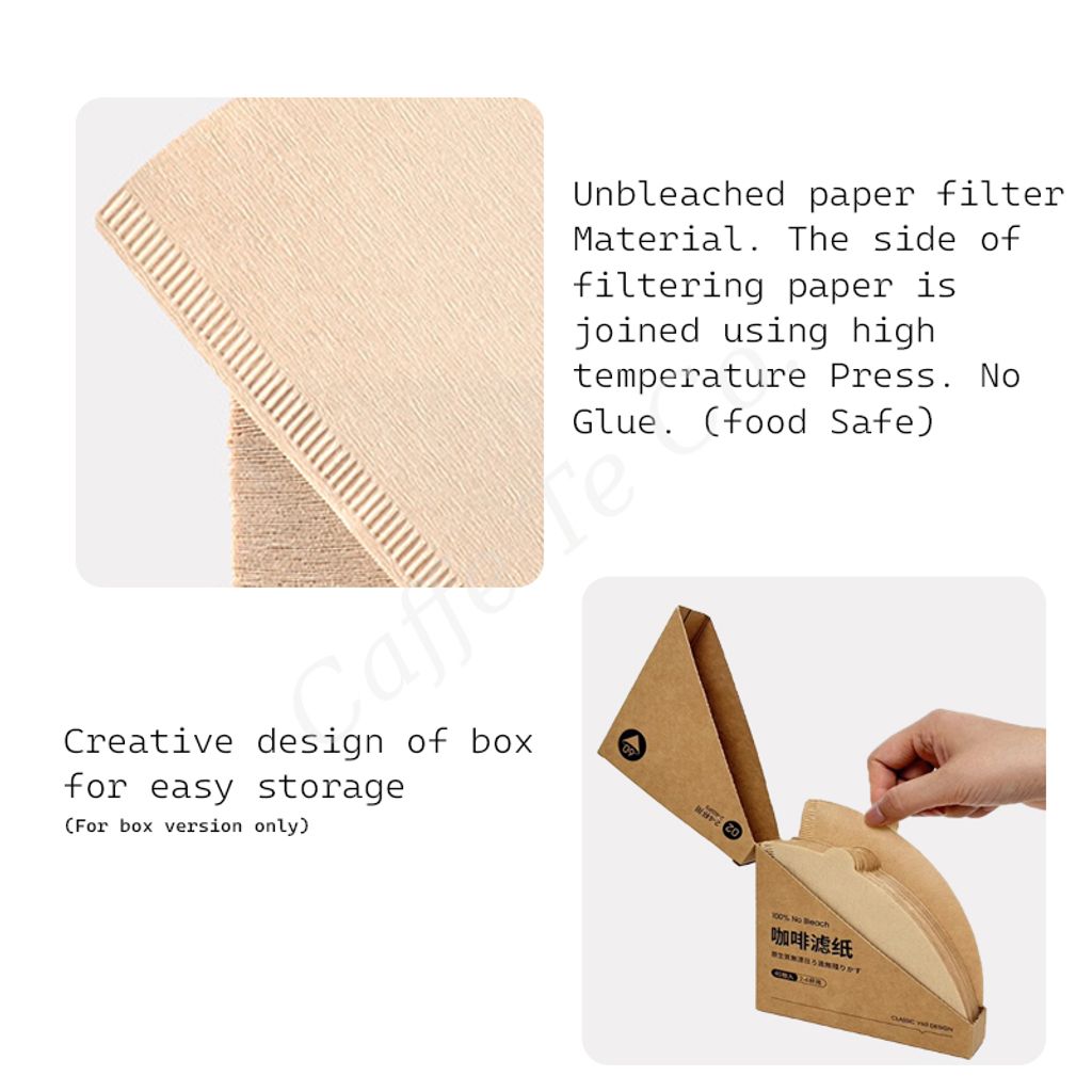 Caffe TeCo – Unbleached Coffee Paper Filter / V60 Filter Paper / Drip Coffee Paper Filter