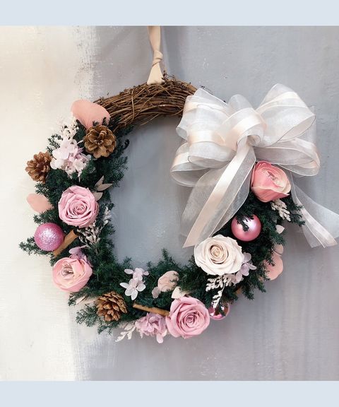 H08 永生花聖誕花圈