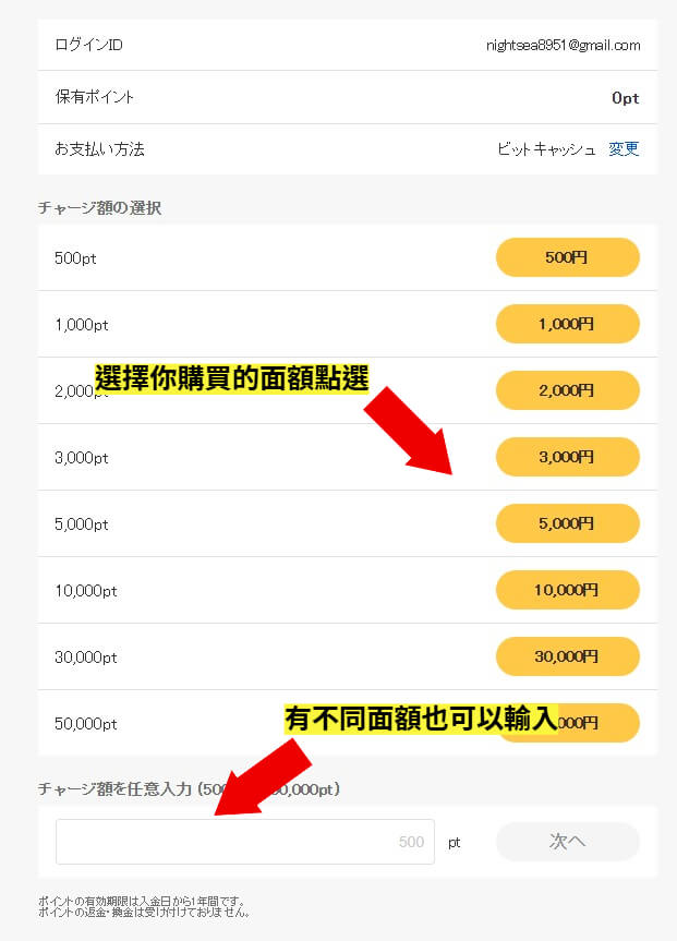 DMM點數充值 步驟3