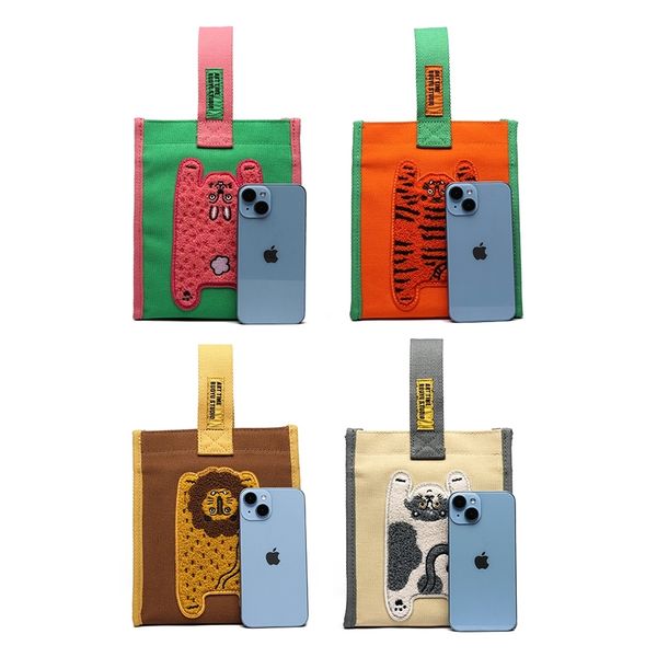 若愚工坊  可愛獅子 可愛貓咪 刺繡 粉紅肌肉猛男兔 肌肉兔  搞怪 粉紅兔 帆布包 手提包｜嗨寶好選物