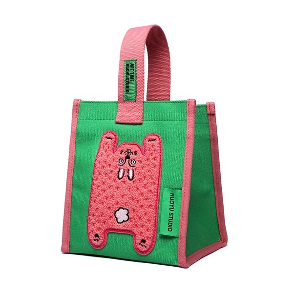 若愚工坊  可愛獅子 可愛貓咪 刺繡 粉紅肌肉猛男兔 肌肉兔  搞怪 粉紅兔 帆布包 手提包｜嗨寶好選物