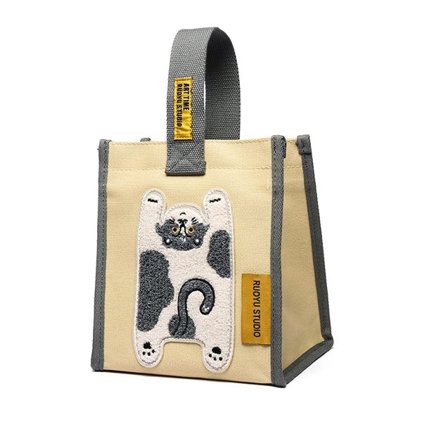 若愚工坊  可愛獅子 可愛貓咪 刺繡 粉紅肌肉猛男兔 肌肉兔  搞怪 粉紅兔 帆布包 手提包｜嗨寶好選物