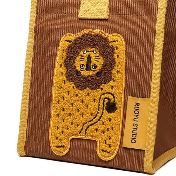 若愚工坊  可愛獅子 可愛貓咪 刺繡 粉紅肌肉猛男兔 肌肉兔  搞怪 粉紅兔 帆布包 手提包｜嗨寶好選物