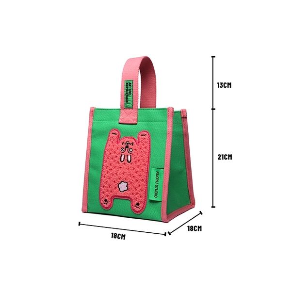 若愚工坊  可愛獅子 可愛貓咪 刺繡 粉紅肌肉猛男兔 肌肉兔  搞怪 粉紅兔 帆布包 手提包｜嗨寶好選物