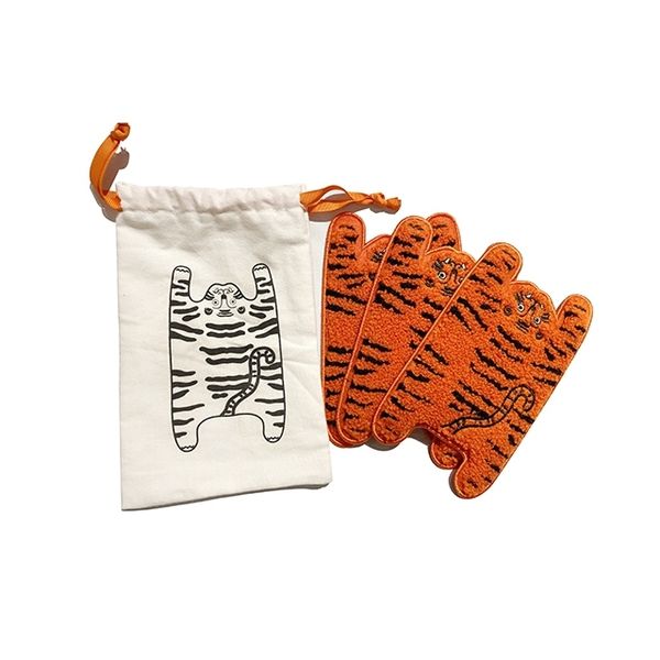 若愚工坊 三入杯墊 可愛老虎杯墊 粉紅肌肉猛男兔 肌肉兔  搞怪 粉紅兔 杯墊｜嗨寶好選物