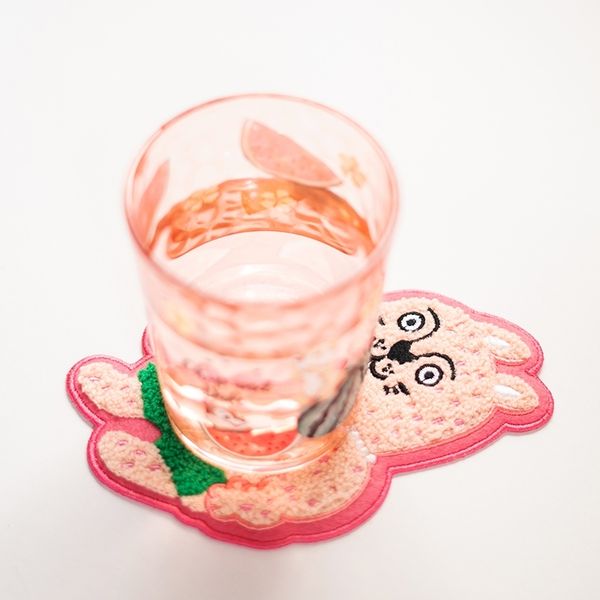 若愚工坊 三入杯墊 粉紅肌肉猛男兔 肌肉兔  搞怪 粉紅兔 杯墊｜嗨寶好選物