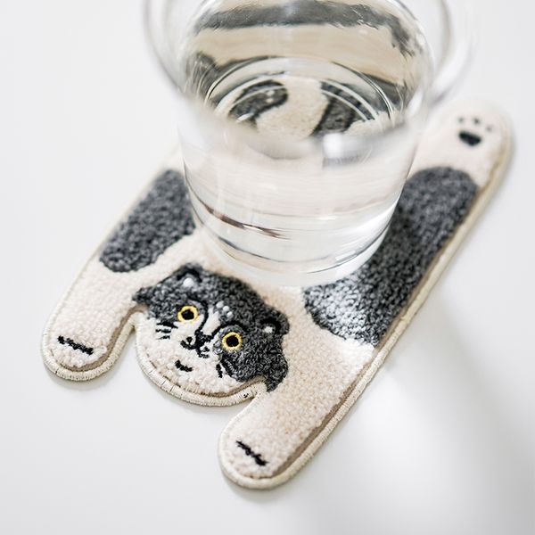 若愚工坊 三入杯墊 可愛貓咪 猛男肌肉兔 可愛獅子 紫氣東來龍 杯墊｜嗨寶好選物