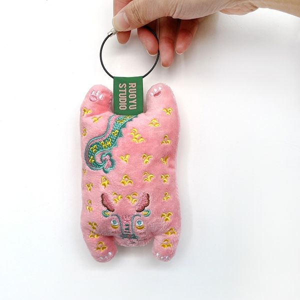 若愚工坊 可愛獅子 可愛貓咪 刺繡 粉紅肌肉猛男兔 肌肉兔  粉紅兔 掛飾 配件 擺飾  鑰匙圈｜嗨寶好選物