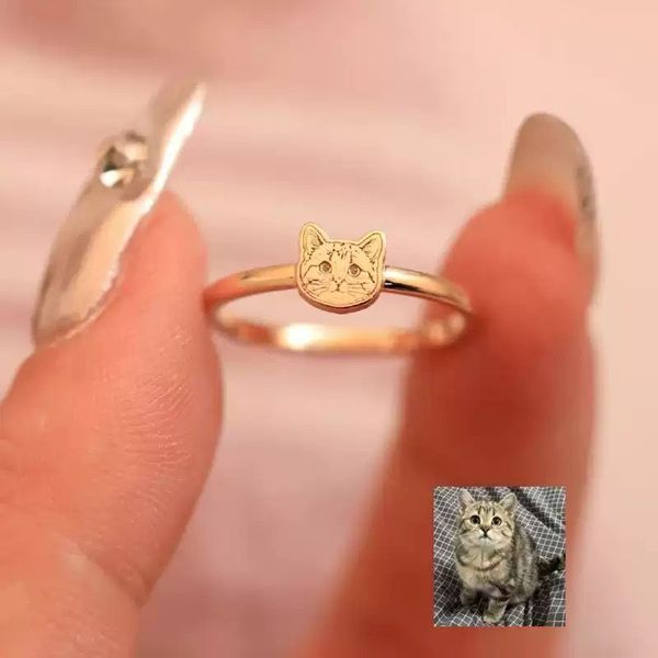 【手作客製化】照片訂製  來圖訂製 手工打造 925銀 戒指 尾戒 貓貓 狗狗 孩子 手鍊 手環 紀念物｜嗨寶好選物