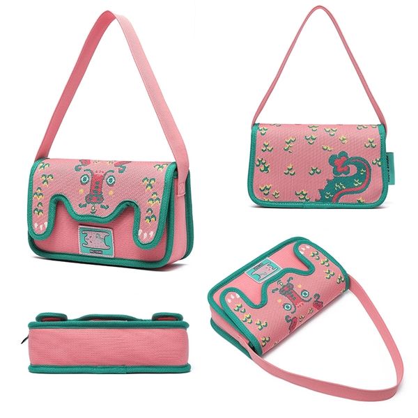 若愚工坊 可愛獅子 可愛貓咪 刺繡 粉紅肌肉猛男兔 肌肉兔  搞怪 粉紅兔 腰包 手提包 腋下包｜嗨寶好選物