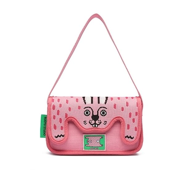 若愚工坊 可愛獅子 可愛貓咪 刺繡 粉紅肌肉猛男兔 肌肉兔  搞怪 粉紅兔 腰包 手提包 腋下包｜嗨寶好選物