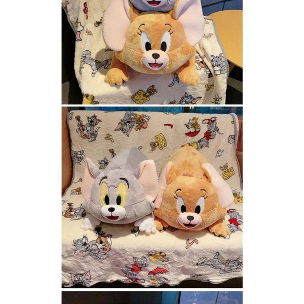  湯姆貓與傑利鼠 Tom and Jerry 貓與老鼠 辦公室抱枕 空調毯 玩偶 抱睡公仔｜嗨寶好選物
