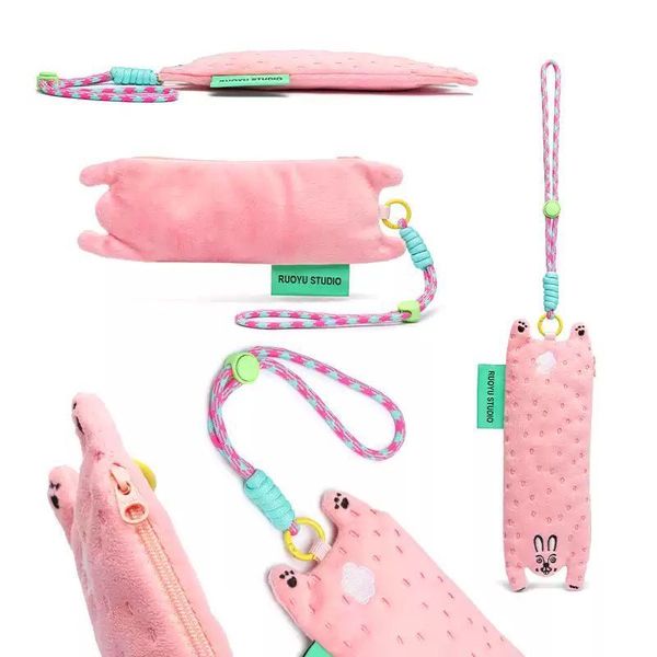 若愚工坊 粉紅肌肉猛男兔布偶 玩偶 肌肉兔 搞怪 粉紅兔 收納袋 鉛筆袋 筆袋 筆刷袋 化妝包