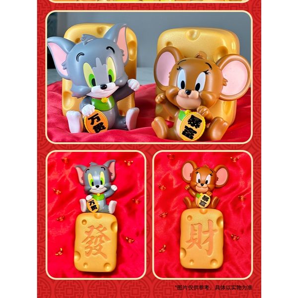 湯姆貓與傑利鼠 Tom and Jerry 貓與老鼠 麻將雕像 招財 盲盒 手辦 潮玩 盒玩｜嗨寶好選物