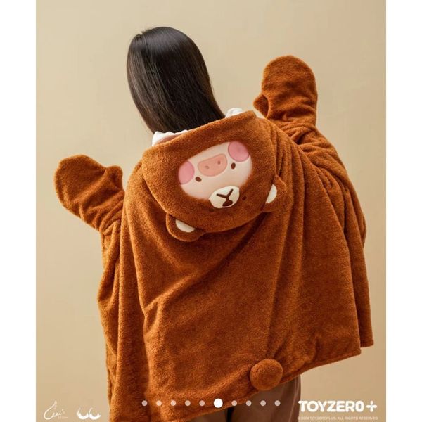 LULU豬  LULU 豬熊羊變裝系列 連帽空調毯 辦公毯 小被子 披肩 毯子｜嗨寶好選物