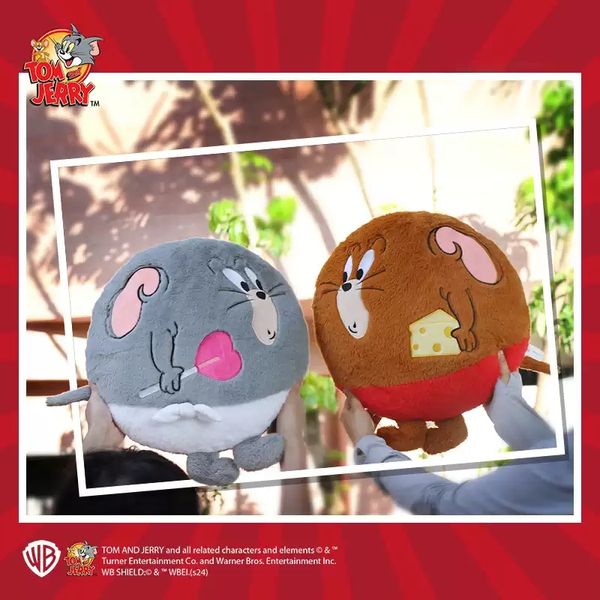 湯姆貓與傑利鼠 Tom and Jerry 貓與老鼠 圓形公仔 靠墊 枕頭 裝飾玩具｜嗨寶好選物