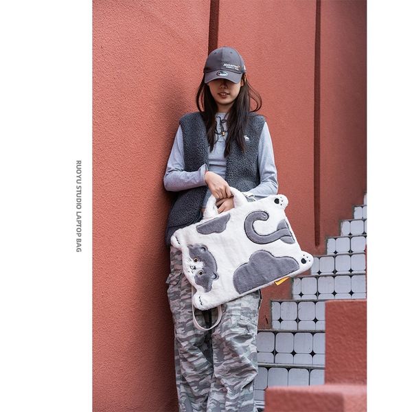 若愚工坊  可愛老虎 可愛兔子 粉紅肌肉猛男兔 肌肉兔 粉紅兔 手提 電腦包 手提包｜嗨寶好選物