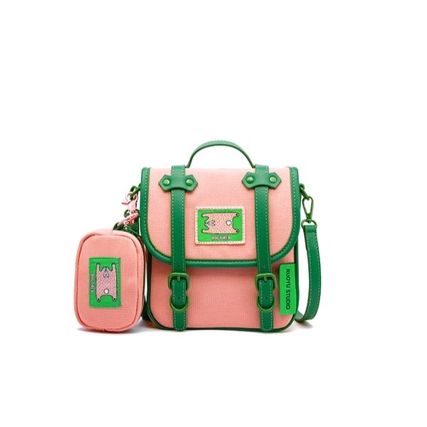 若愚工坊 可愛獅子 可愛貓咪 刺繡 粉紅肌肉猛男兔 肌肉兔  搞怪 粉紅兔 雙肩包 小包 後背包｜嗨寶好選物