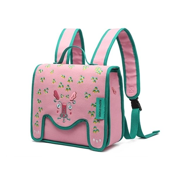 若愚工坊 可愛獅子 可愛貓咪 刺繡 粉紅肌肉猛男兔 肌肉兔  粉紅兔 翻蓋雙肩包 後背包 背包｜嗨寶好選物