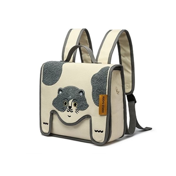 若愚工坊 可愛獅子 可愛貓咪 刺繡 粉紅肌肉猛男兔 肌肉兔  粉紅兔 翻蓋雙肩包 後背包 背包｜嗨寶好選物