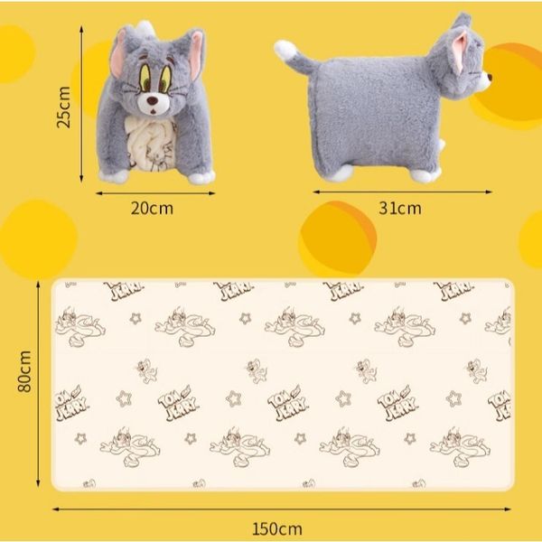  湯姆貓與傑利鼠 Tom and Jerry 貓與老鼠 湯姆貓收納抱枕 午睡毯 空調毯 靠墊 枕頭｜嗨寶好選物