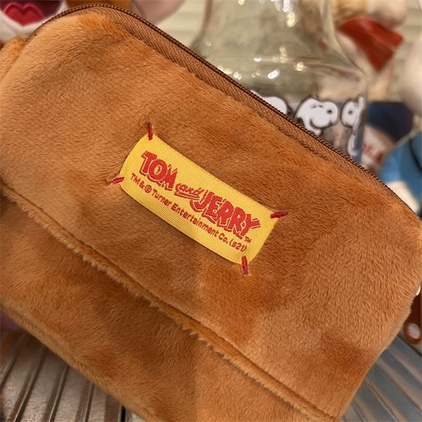 日本 Tom & Jerry 湯姆貓與傑利鼠 刺繡 收納包 短毛絨 手伴 公仔 擺件 扭蛋  開口包｜嗨寶好選物