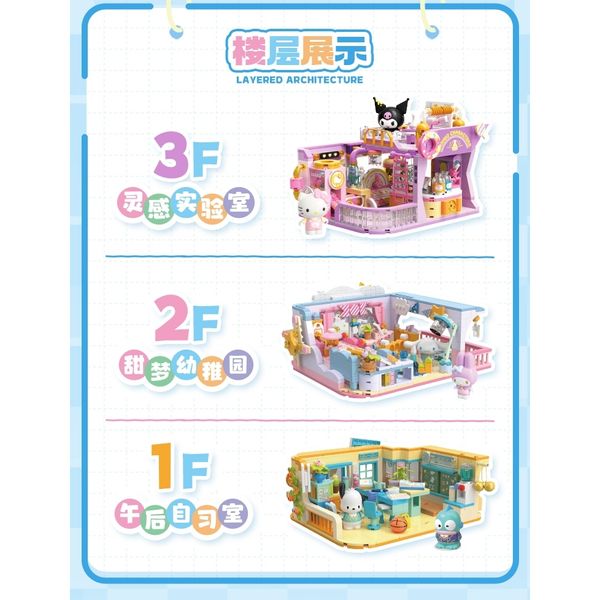 三麗鷗 學院積木系列 酷洛米 美樂蒂 凱蒂貓 大耳狗 帕恰狗 漢頓 積木玩具  娃娃屋 擺件｜嗨寶好選物