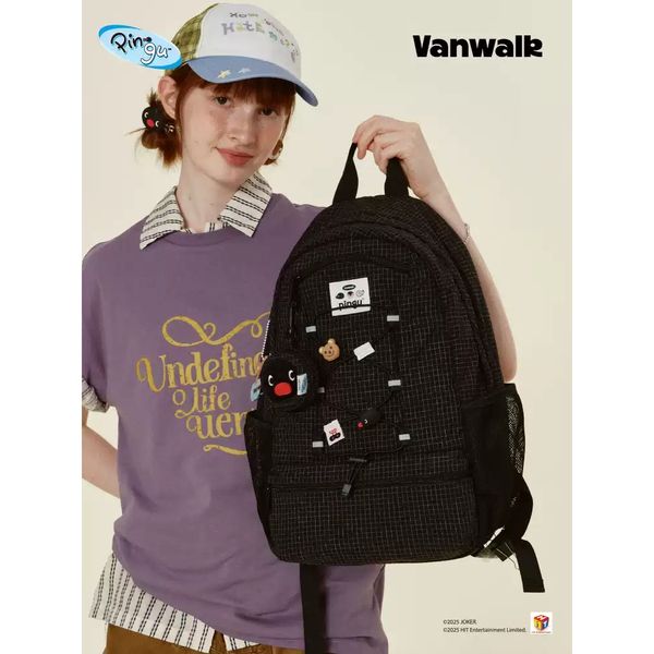 Pingu 企鵝家族 大容量書包 國中女生 企鵝掛件 學生雙肩包 書包 後背包｜嗨寶好選物