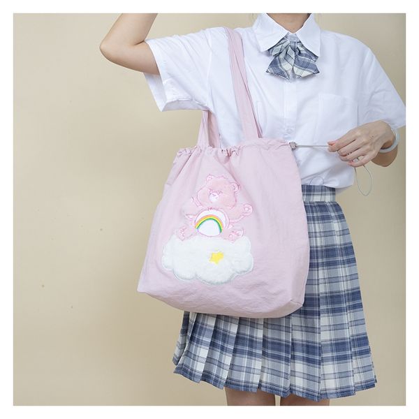 Carebears 愛心小熊 生活用品系列 刺繡包包 單肩包 抽繩 托特包 側背包 文書包｜嗨寶好選物