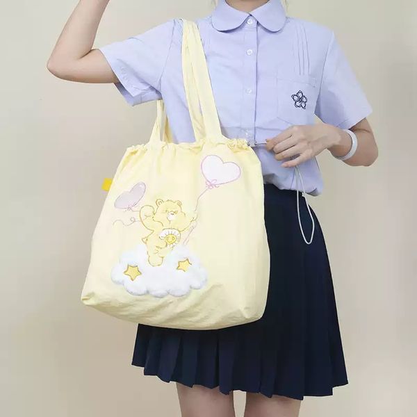 Carebears 愛心小熊 生活用品系列 刺繡包包 單肩包 抽繩 托特包 側背包 文書包｜嗨寶好選物