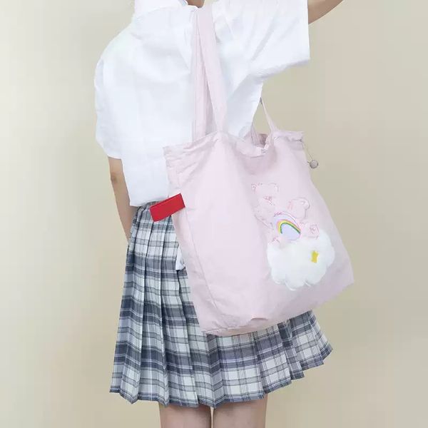 Carebears 愛心小熊 生活用品系列 刺繡包包 單肩包 抽繩 托特包 側背包 文書包｜嗨寶好選物