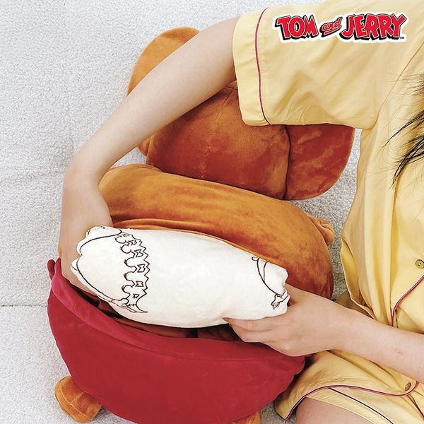 湯姆貓與傑利鼠 Tom&Jerry 貓和老鼠 鼓鼓抱枕毯 刺繡抱枕 冷氣毯 午睡毯 JERRY｜嗨寶好選物