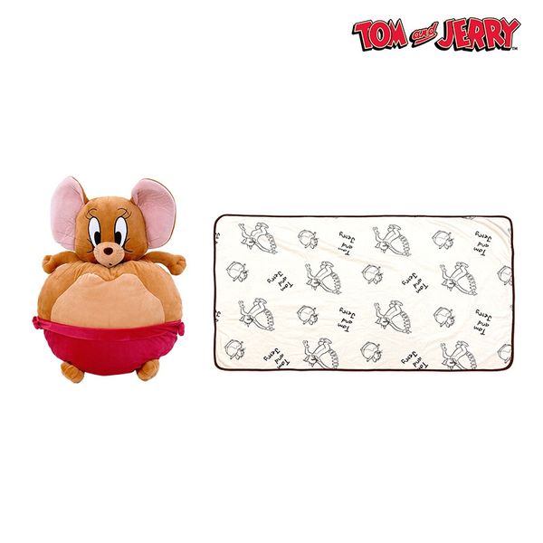 湯姆貓與傑利鼠 Tom&Jerry 貓和老鼠 鼓鼓抱枕毯 刺繡抱枕 冷氣毯 午睡毯 JERRY｜嗨寶好選物