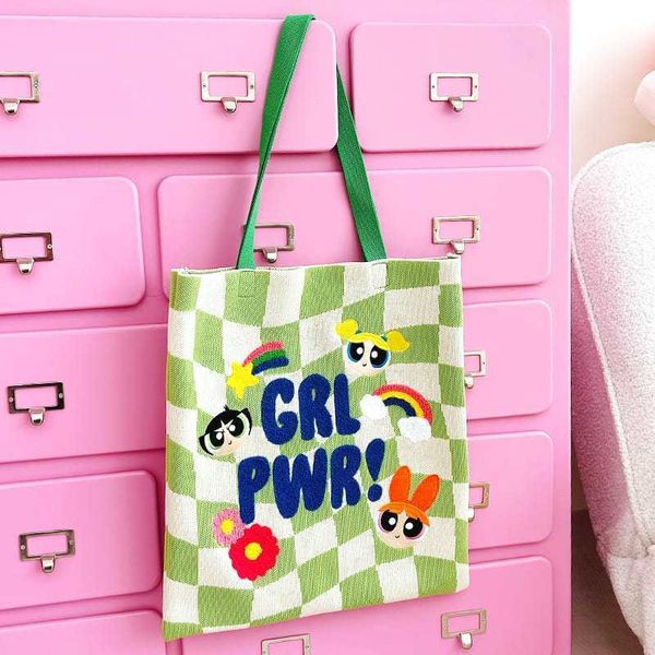 飛天小女警 綠色針織單肩包｜飛織包 單肩包 通勤 百搭 編織包｜盲盒 手伴 公仔 擺件 收藏品｜嗨寶好選物