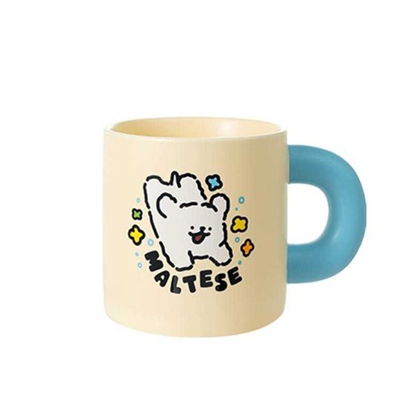 線條小狗｜粗手把 陶瓷杯 可愛卡通 馬克杯 水杯 女 生日禮物 公仔 擺件 收藏品 玩偶｜嗨寶好選物