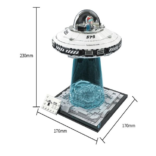 宇宙太空積木飛船 UFO飛碟模型 UFO 飛碟 潮玩 積木 氛圍燈 氣氛燈 擺件｜嗨寶好選物