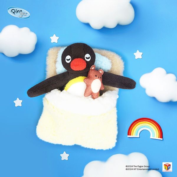 Pingu 企鵝家族 被窩困困系列 掛件 毛絨公仔 手伴 公仔 擺件 一對公仔掛飾 情侶掛件｜嗨寶好選物
