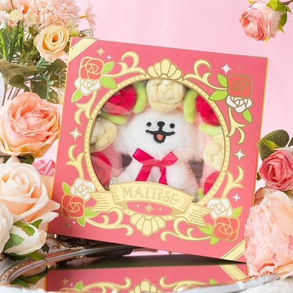 線條小狗｜玫瑰花環公仔｜情侶 七夕 生日禮物 公仔 擺件 收藏品 玩偶 毛絨玩偶｜嗨寶好選物