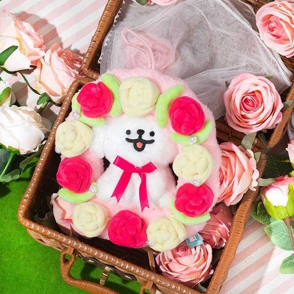 線條小狗｜玫瑰花環公仔｜情侶 七夕 生日禮物 公仔 擺件 收藏品 玩偶 毛絨玩偶｜嗨寶好選物
