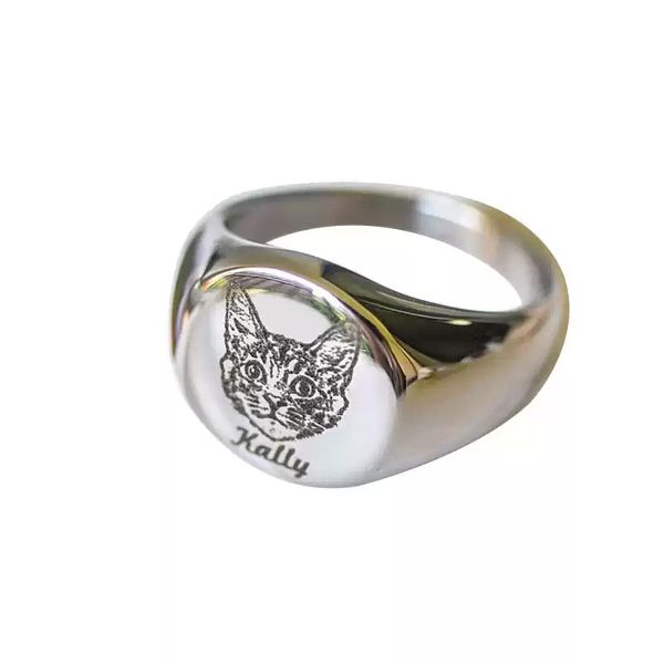 【手作客製化】照片訂製  來圖訂製 手工打造 316鈦鋼 戒指 尾戒 貓貓 狗狗 孩子 手鍊 手環 紀念物｜嗨寶好選物