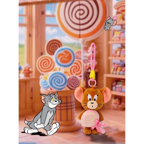 Tom&Jerry 湯姆貓與傑利鼠 貓和老鼠 棒棒糖 毛絨磁吸 掛件 包包吊飾 掛飾 公仔 玩偶｜嗨寶好選物