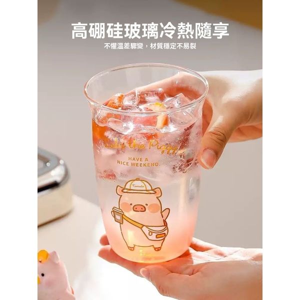 【嗨寶貓溫暖雜物】LULU豬 罐頭豬 LULU 豬 玻璃水杯 牛奶杯 果汁杯 飲料杯 擺件 收藏 500ml