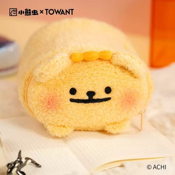 【嗨寶貓溫暖雜物】 小熊蟲來囉 小熊蟲 毛絨化妝包 少女心化妝包 化妝包 筆筒 大容量 便攜包 超能裝