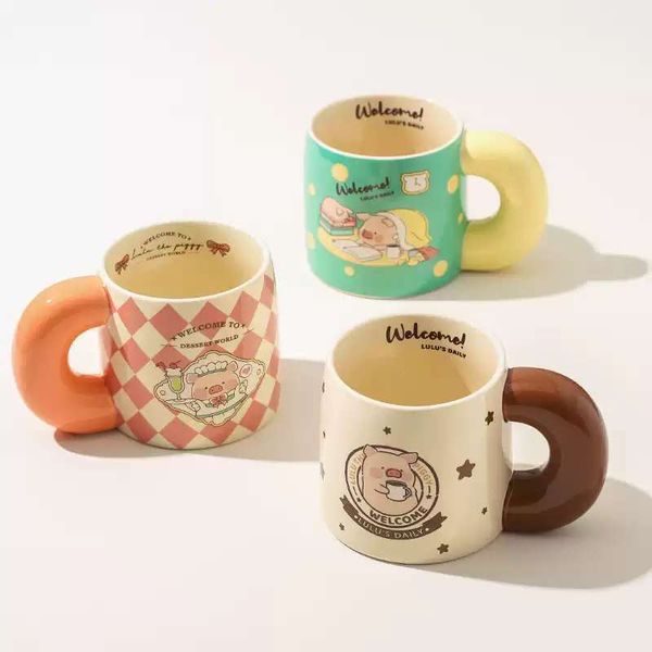 【嗨寶貓溫暖雜物】LULU豬 LULU 豬 可愛陶瓷馬克杯 居家好物 廚房用具 生活小物 馬克杯 情侶杯子 贈禮首選