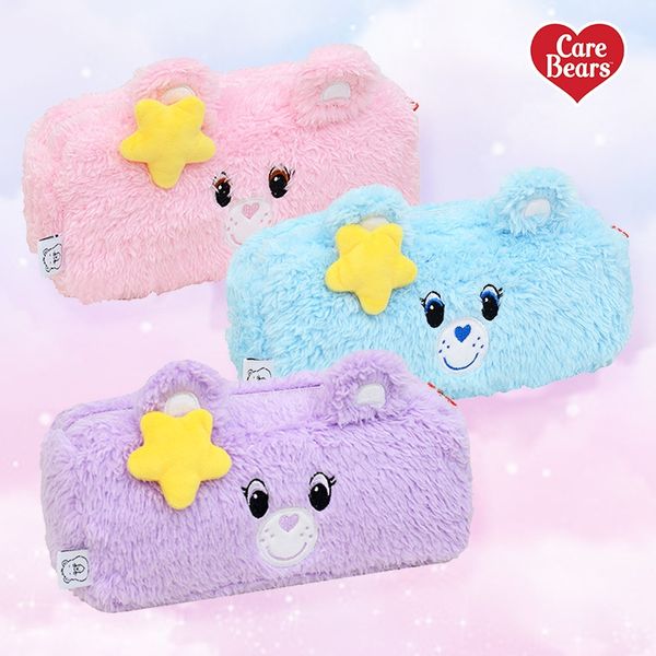 【嗨寶貓溫暖雜物】Carebears 愛心小熊 生活用品系列 星星毛絨 大容量鉛筆盒 化妝袋 筆袋 文具袋 文具盒