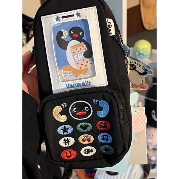 Pingu 企鵝家族｜電話筆袋 鉛筆盒 化妝袋卡通帆布 手提便攜 收納文具袋 收藏品 玩偶｜嗨寶好選物