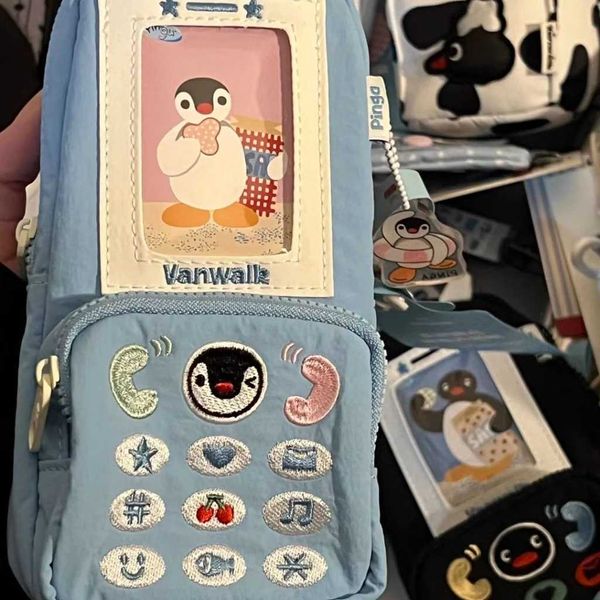 Pingu 企鵝家族｜電話筆袋 鉛筆盒 化妝袋卡通帆布 手提便攜 收納文具袋 收藏品 玩偶｜嗨寶好選物