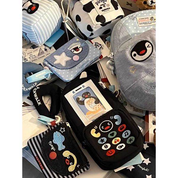 Pingu 企鵝家族｜電話筆袋 鉛筆盒 化妝袋卡通帆布 手提便攜 收納文具袋 收藏品 玩偶｜嗨寶好選物