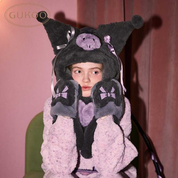 三麗鷗 酷洛米聯名新款毛絨圍脖手套一體保暖帽子｜Gukoo｜嗨寶好選物
